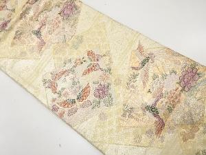 佐賀錦　色紙に蝶・草花模様織り出し　袋帯